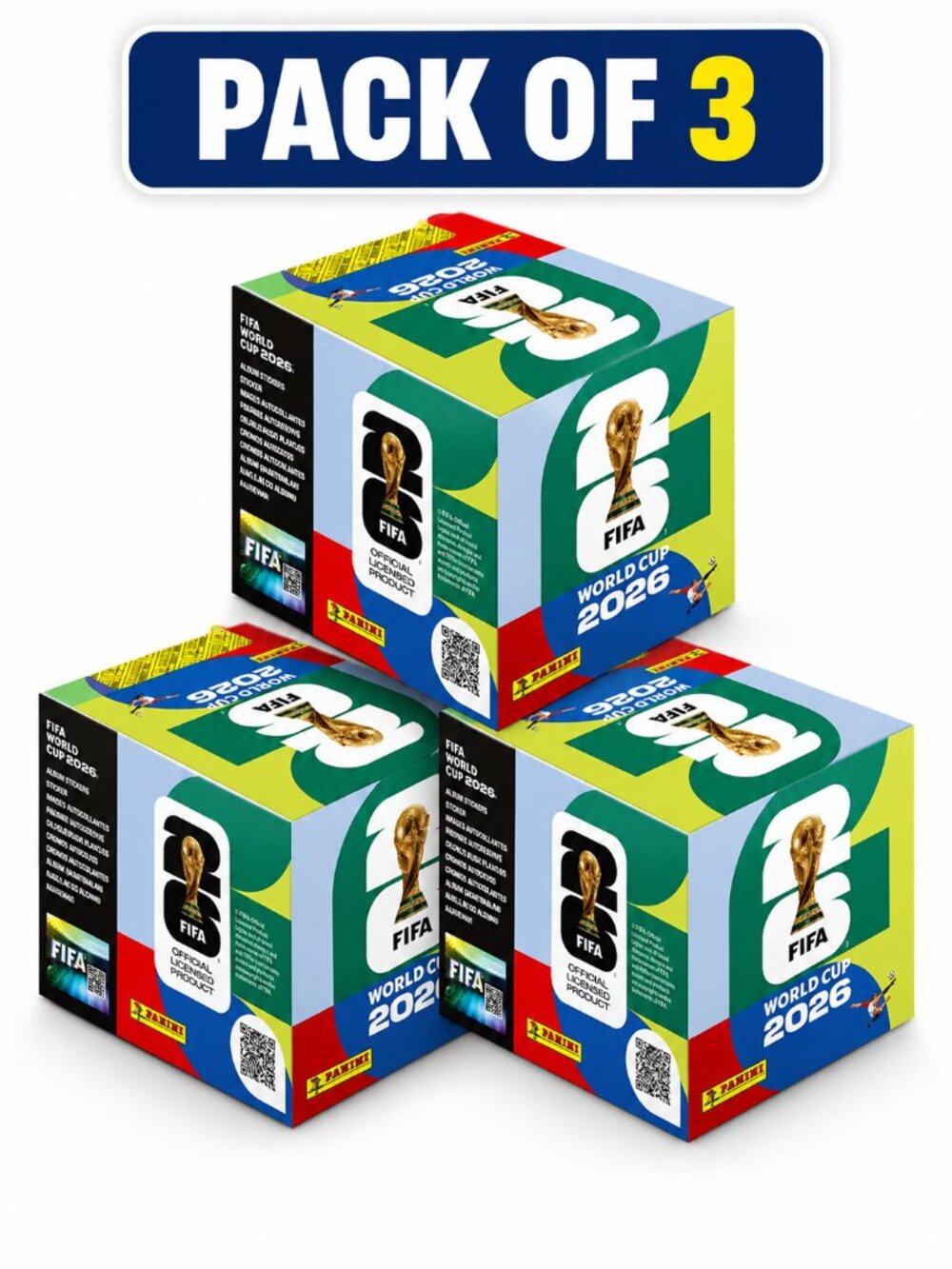 2026 Panini FIFA World Cup Sticker Box Pack of 3, 50 Packs Each, International